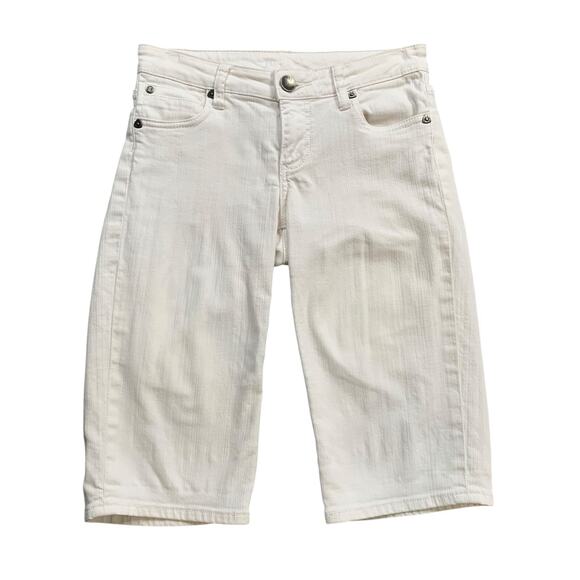 Kut From The Kloth Shorts 0 White Denim Bermuda Zip Fly Clam Diggers Pockets - Picture 1 of 14